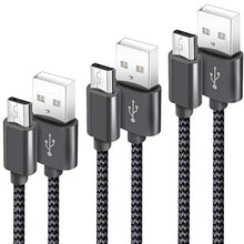 Carica l&#39;immagine nel visualizzatore di Gallery, GERETIN Cavo Micro USB [3 Pezzi:1m,2m,2m] Grigio&amp;Nero