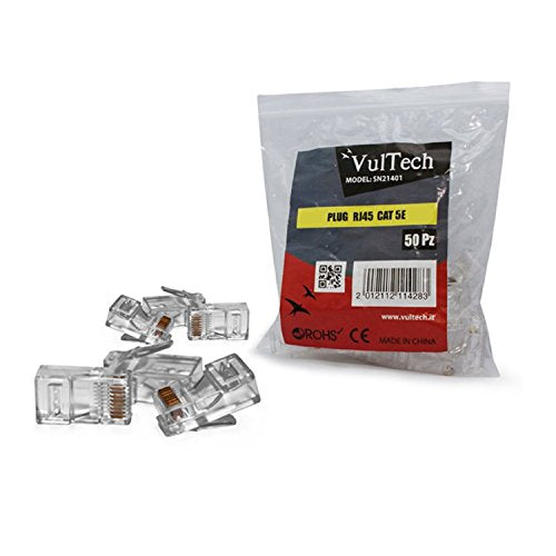 50 Pezzi Plug CONNETTORI CONNETTORE RJ45 8P8C per Cavo di Rete VULTECH