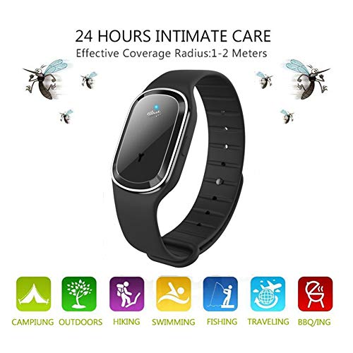 MENGZF Ultrasuoni Bracciale Repellente per Zanzare,Ultrasuoni Repeller Nero