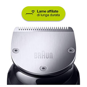Braun BT7240 Regolabarba Uomo, Rifinitore, Nero/Grigio Metallizzato