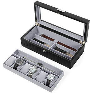 SONGMICS Scatola Porta Orologi a 2 Livelli con 6 Scomparti, Custodia per... - Ilgrandebazar