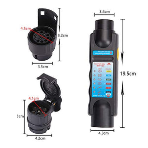 ETUKER Rimorchio Tester 7 Poli, 7 Pin rimorchio leggero tester + Adattatore - Ilgrandebazar