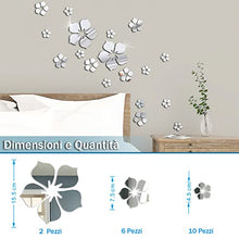 Carica l&#39;immagine nel visualizzatore di Gallery, Dreamark Adesivi Murali Floreali di Cristallo 3D,Removibile Adesivi da Parete a Specchio,Adesivi Murali Cameretta in Acrilico,Adesivo Specchio