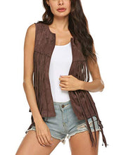 Carica l'immagine nel visualizzatore di Gallery, MAXMODA Gilet da Donna Cardigan in Nappa Hippie Senza S, Tiefes Khaki - Ilgrandebazar
