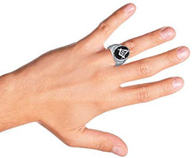 Carica l&#39;immagine nel visualizzatore di Gallery, Bling Jewelry Secret Society Square Compass Black Oval Mens Signet Freemason... - Ilgrandebazar