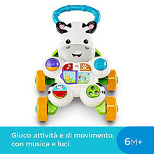 Carica l&#39;immagine nel visualizzatore di Gallery, Fisher-Price - Zebra Primi Passi Spingibile, Giocattolo Elettronico Educativo con Musica e Suoni, per Camminare, per Bambini di 6+ Mesi, HBB66, Imballaggio Sostenibile