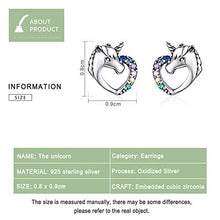 Carica l&#39;immagine nel visualizzatore di Gallery, CNNIK Orecchini a forma di cuore unicorno in argento 925 per le donna...