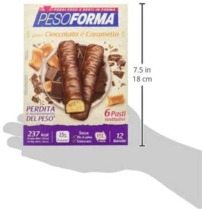 Pesoforma Barrette - Cioccolato e Caramello, Pasti Sostitutivi Dimagranti, 12 x 31g