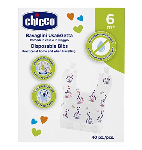 Chicco Bavaglini Monouso 6m+ , un pacco con 40 pezzi