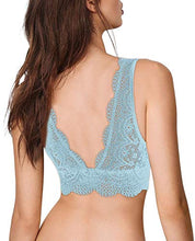 Carica l'immagine nel visualizzatore di Gallery, YIANNA Donna Floreale Pizzo Reggiseno S, Leggero Blu (Non Imbottito) - Ilgrandebazar