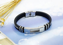 Carica l&#39;immagine nel visualizzatore di Gallery, sailimue Gioielli in Acciaio Inossidabile Gel di Silice Uomo Bracciali per...