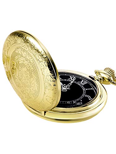 Orologio da Taschino al Quarzo per Uomo con Quadrante Nero e Catena Oro - Ilgrandebazar