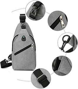 Petto Borsa Crossbody Zaino Spalla Monospalla Impermeabile Marsupio Zainetto Piccolo Sling Bag Borsello a Tracolla con porta di ricarica USB per Uomo Donna Viaggio Trekking Camminare