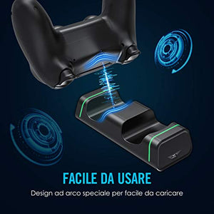Caricatore Controller PS4, VicTsing Base di Ricarica Doppio per Joystick Nero