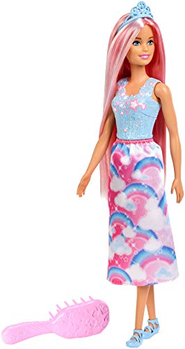 Barbie Bambola Principessa Arcobaleno con Capelli Rosa Lunghi e Spazzola,... - Ilgrandebazar