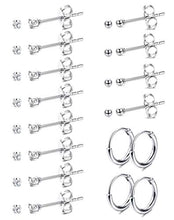 Carica l&#39;immagine nel visualizzatore di Gallery, Yadoca 8 Paia Orecchini in Acciaio inossidabile per Donne Uomini Argento-tone