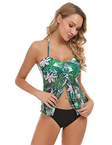 Abollria Costume da Bagno a Due Pezzi Sexy Donna XXL, Bianco/Foglia/Tipo 3