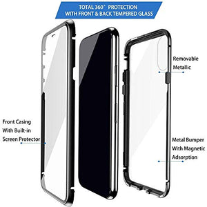 Custodia Magnetico Samsung Galaxy A70, Nera Doppia faccia Vetro trasparente - Ilgrandebazar
