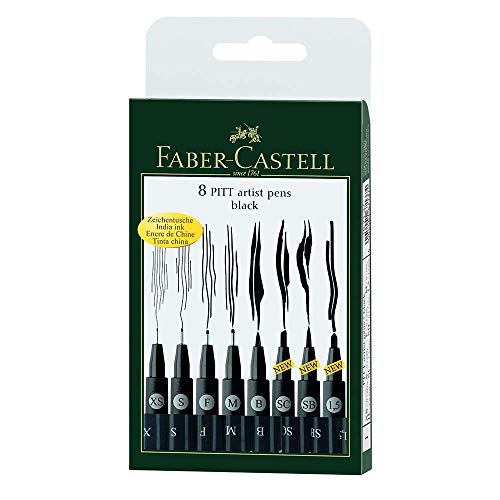 Faber-Castell 167137 Pennarello, 8 Pezzi 8-Pitt, Nero - Ilgrandebazar