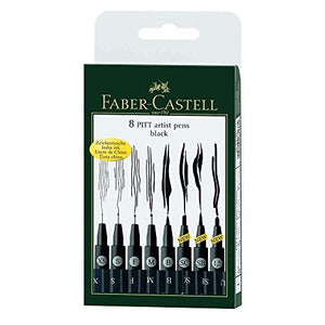 Faber-Castell 167137 Pennarello, 8 Pezzi 8-Pitt, Nero - Ilgrandebazar