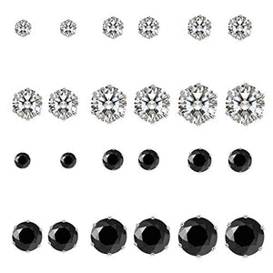 LABOTA 15 Paia Acciaio Inossidabile Set Orecchini, 12 paia Zirconia Cubica... - Ilgrandebazar