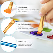 Carica l&#39;immagine nel visualizzatore di Gallery, 10 Pezzi Pennelli Acrilici - Brencco Nylon Artist Brushes, Set di Pennelli per Acquerelli ad Olio per Guazzo Acrilico, Artisti Bambini Principianti Amanti della Pittura - Blu