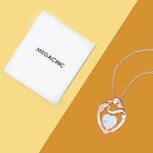 Carica l&#39;immagine nel visualizzatore di Gallery, MEGACHIC Collana da Donna Madre Bambino in Oro Rosa con Bianco Opale Cuore - Ilgrandebazar