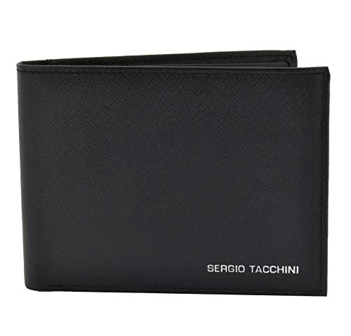 SERGIO TACCHINI Portafoglio Uomo In Vera Pelle, Nero Classico,