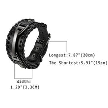 Carica l&#39;immagine nel visualizzatore di Gallery, Cupimatch Uomo Braccialetto Bracciale Pelle Intrecciato Regolabile Nero - Ilgrandebazar