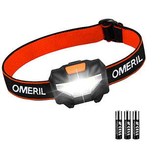 Luce Frontale LED, OMERIL Torcia Impermeabile con 3 Modalità di...
