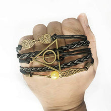 Carica l&#39;immagine nel visualizzatore di Gallery, YouU 3 Pezzi Bracciale I doni della morte, boccino e Gufi Harry Potter,Nero... - Ilgrandebazar