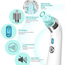 Carica l&#39;immagine nel visualizzatore di Gallery, Aspiratore Punti Neri, Pulitore dei Pori – Estrattore Elettrico di Punti neri e Acne, modello USB con Upgrade 2020 con 5 velocità di aspirazione regolabili e 4 testine di ricambio