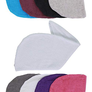 aztex Asciugamano Turbante per Capelli Chiusura ad Anello 64_x_23_cm, Bianca - Ilgrandebazar