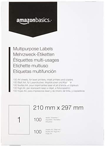 AmazonBasics - Etichette Multiuso, 210.0mm x 297.0mm, 100 x 297.0mm - Ilgrandebazar