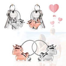 Carica l&#39;immagine nel visualizzatore di Gallery, QGWZ Portachiavi Amante 1 Paio Carino Key chain e Uomo Donna Amore ad Anello...