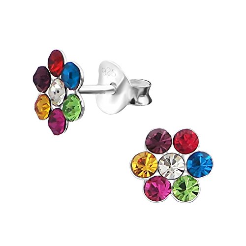 Fiore di cristallo multicolore – Orecchini in argento Sterling - Ilgrandebazar