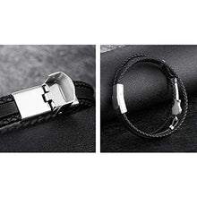 Carica l&#39;immagine nel visualizzatore di Gallery, Jlbuay Bracciale da Uomo acciaio inossidabile vero cuoio bracciale... - Ilgrandebazar
