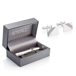 STERLL - Set di gemelli e fermacravatta in argento Sterling 925, regalo...