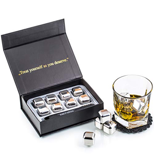 Esclusivo Whisky Stones Set di Regalo in Acciaio Inox - 8 Cubetti di...