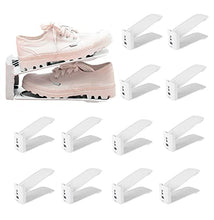 Carica l'immagine nel visualizzatore di Gallery, PAIDE P Portascarpe Salvaspazio Impilabile, Supporto per Scarpe Scarpiera Regolabile in Altezza, Organizer Scarpe Salvaspazio Armadio. (Pack 12, Bianco)