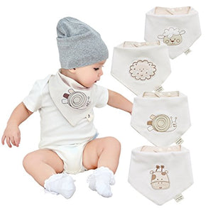 Neutrale organico bambino bavaglini bandana neonato per ragazzi e ragazze 4...