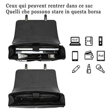 Carica l'immagine nel visualizzatore di Gallery, ECOSUSI 15.6 Pollici Laptop Borsa Grande Messenger in Pelle Pu Vintage Nero
