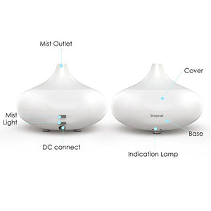 Simpeak 100 ML Diffusore di Aroma ad Ultrasuoni Umidificatore Luce Bianco