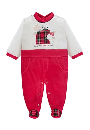 Neonato mesi natale tutina ciniglia neonata vestito tutine bambino bambina vestiti bimba pigiama maschio bimbo costume neonati babbo abbigliamento femmina primo natalizio regalo (6 Mesi, BQ3186)