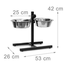 Carica l'immagine nel visualizzatore di Gallery, Relaxdays 10019116_399 Ciotole Rialzate per Cani in Acciaio Inox HxLxP: 42 x...