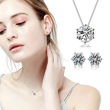 Carica l&#39;immagine nel visualizzatore di Gallery, Caiery 925 Sterling Collana e Orecchini da Donna, in Argento, con Round - Ilgrandebazar