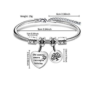 Angelra Bracciale da Donna con Ciondolo In Acciaio,"Chi Semina Amore... - Ilgrandebazar