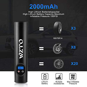 WZTO Compressore Aria Portatile Auto, Mini Pompa Elettrica 150PSI 2000mAh...