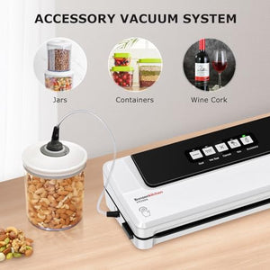 Bonsenkitchen Macchina per Sottovuoto Alimenti, Macchina per Sottovuoto per Alimenti Freschi e Secchi, Vuoto Esterno, Bianco VS2000