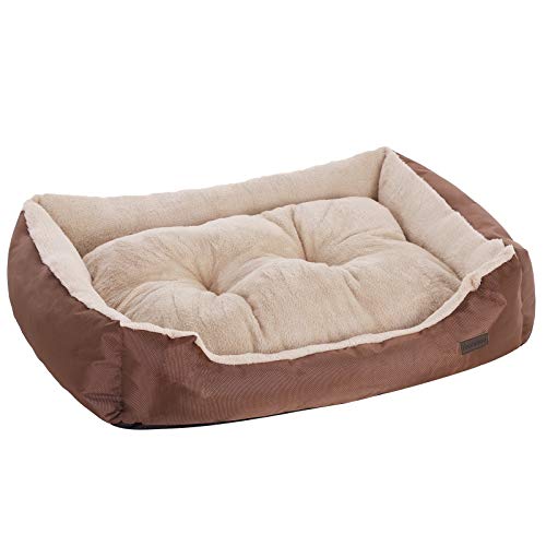 FEANDREA Cuccia Letto per Cani Reversibile, 85 x 65 85 x 65 x 21 cm, Marrone